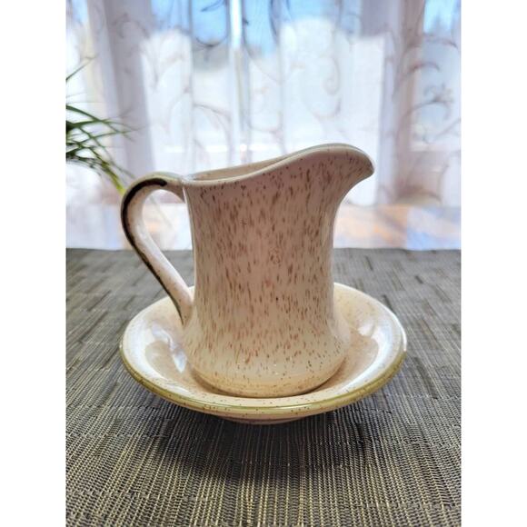 Vintage Pitcher Bowl Small Set, Speckled Cream Floral, Farmhouse Decor - Picture 4 of 8